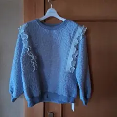 最終お値下げ未使用フリル付きライトグレー長袖トップス