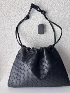 新品　ダストバッグ　レザー編み込み　2wayショルダーバッグ ブラック