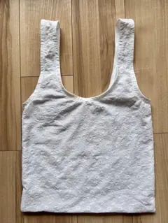 ミャクミャク　レースエコバッグの刺繍内袋　ホワイト　関西万博　EXPO2025