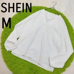 シーイン ホワイト 長袖 TシャツトップスM オーバーサイズ 体型カバーのサムネイル