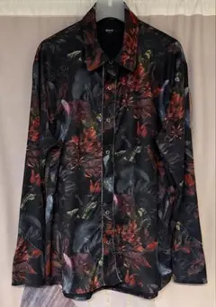 極美品】glamb グラム 総柄 ウエスタンシャツ L ドライフラワー 羽根
