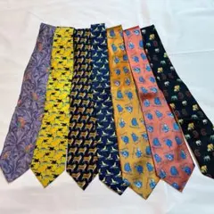 【ペコ夏様専用まとめ売り】ネクタイ　6本　セット　レトロ柄　派手柄　動物柄　古着