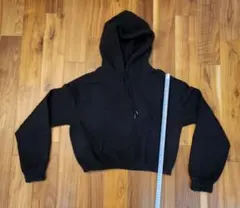 H&M レディース ショート丈フーディー（S・ブラック・ウエストゴム）