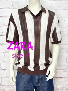 ZARA メンズ　メッシュニットポロ　サイズMのサムネイル