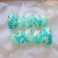 フラワー 花柄 ブローチ マグネット ネイルチップ ラメ つけ爪