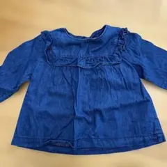 ELFINDOLL デニムブルー フリルシャツ 80