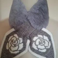 カメリアリバーシブルニットファ一差し込みマフラー