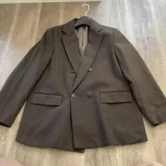 ユニクロブラウン チェック柄 テーラードジャケット XL