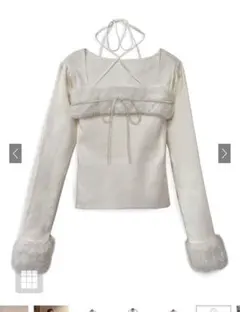 ファーホルターネックリボンニットトップス[ru1387]