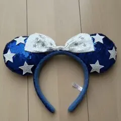 ディズニーカチューシャ ミニー スパンコール ブルー 青 星 スター