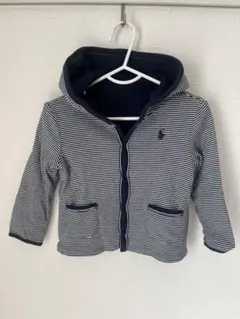 【美品】ポロラルフローレン　ストライプフード付きトレーナー　70㎝