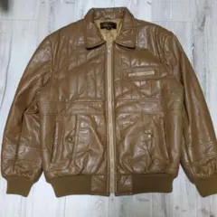 90s SAN MIRAGE レザーボンバージャケット キルティング ブラウン