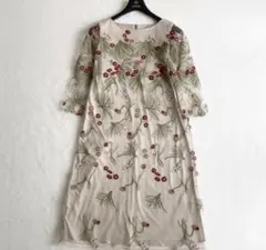 Sybilla ボタニカル刺繍チュールスリーブドレス