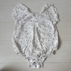 花柄フリル袖ロンパース