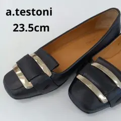 a.testoni アテストーニ レザー パンプス ブラック 23.5cmのサムネイル