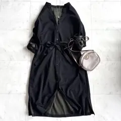 美品　ダーマコレクション　長袖シャツワンピース　ロング　ウエストベルト付き