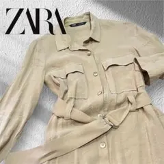 最終値下げ価格 ZARA ザラ シャツワンピース ロング 羽織り ベルト付き