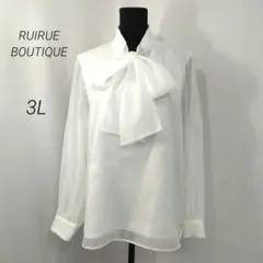 RUIRUE BOUTIQUE ボウタイ シフォンブラウス 3L 白のサムネイル
