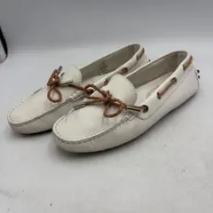 EC157 TOD'S レザー デッキシューズ ホワイト34.5 約21.5cmのサムネイル
