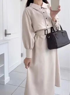 GRL ケープ風ジャケットXベルト付きジャンパースカート