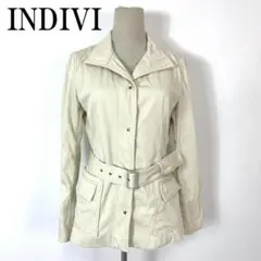 インディヴィ ジャケット ブルゾン アイボリー ベルト付き 38 B2611