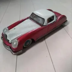 昭和レトロ ブリキ オープンカー 赤 ゼンマイ式 ミニカー ドライバー