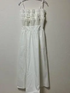 【新品未使用】miele grande シャーリングワンピース 白 ロング丈