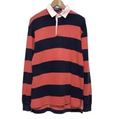 90s POLO ラルフローレン　ビンテージ長袖ボーダーラガーシャツ 刺繍ロゴ
