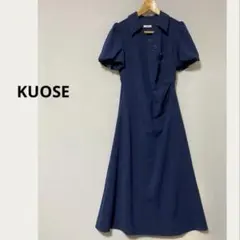 KUOSE　ワンピース　パフスリーブ　半袖　マキシ丈　XS ネイビー　韓国のサムネイル