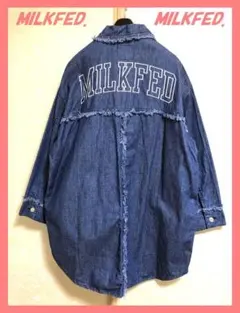 ☆ミルクフェド☆超美品レア♪完売バック刺繍ロゴオーバーサイズデニムカバーオール☆のサムネイル