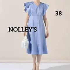 ノーリーズ NOLLEY’S フリル袖 Vネック ワンピース 38サイズ