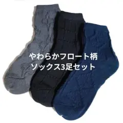 やわらかフロート柄ソックス3足セット 暖かい靴下まとめ売り F3dark1.