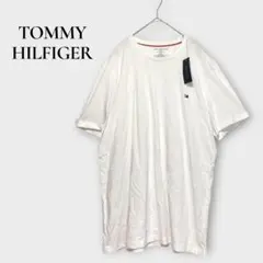 トミーヒルフィガー 半袖Tシャツ ワンポイント 綿100% L ホワイト ロゴ