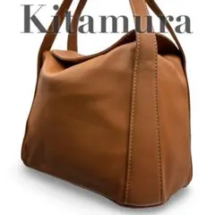 キタムラ スムースレザー トートバッグ ゴールド金具 多収納 本革 