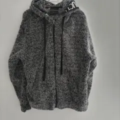グレー ボアフリースジャケット フード付き