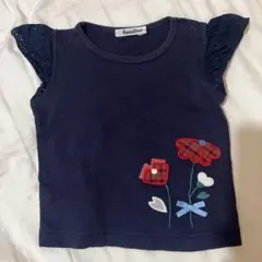 familiar 花柄刺繍　ネイビー　トップス