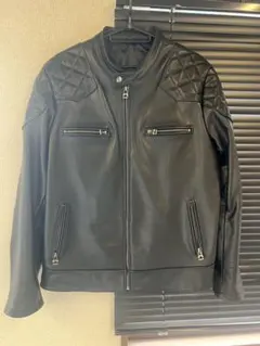 牛皮　シングルライダースジャケット ブラック