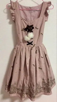 Ank Rouge ピンクのフリルノースリーブワンピース