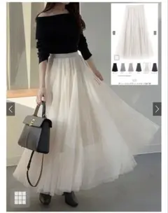 【16時まで限定出品】ボリュームロングチュールスカート[at118]