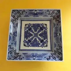 骨董染付角大皿