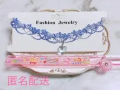 チョーカー　ネックレス　刺繍　ハート　花　アクセサリー