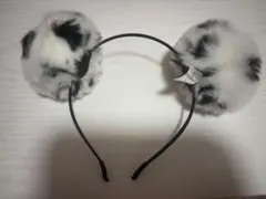 ファー耳　ぽんぽん　カチューシャ 白黒　101匹わんちゃん