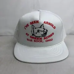 【USA帽子】90s ARNOLD ぶた アニマル メッシュキャップ ホワイト