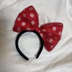 ミニーマウス 赤い水玉カチューシャ リボンカチューシャ