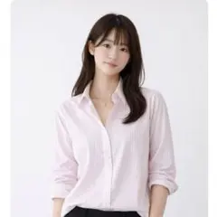 GU シャツ 長袖 ピンク ストライプ　レディース