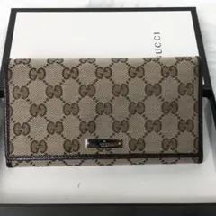 【美品】GUCCI 長財布 GGキャンバス ロング フラップ ウォレット