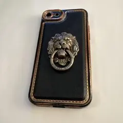 ライオンリング付きブラックiPhone6S/6/7/8/SEケース