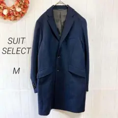 スーツセレクト　コート 　ネイビー　ウール混紡　M　ジャケットのみ