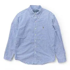 古着 ラルフローレン オックスフォードコットン ギンガムチェック柄 長袖シャツ