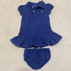 ラルフローレン　ネイビー ポロシャツ フリルドレス ワンピース12M80